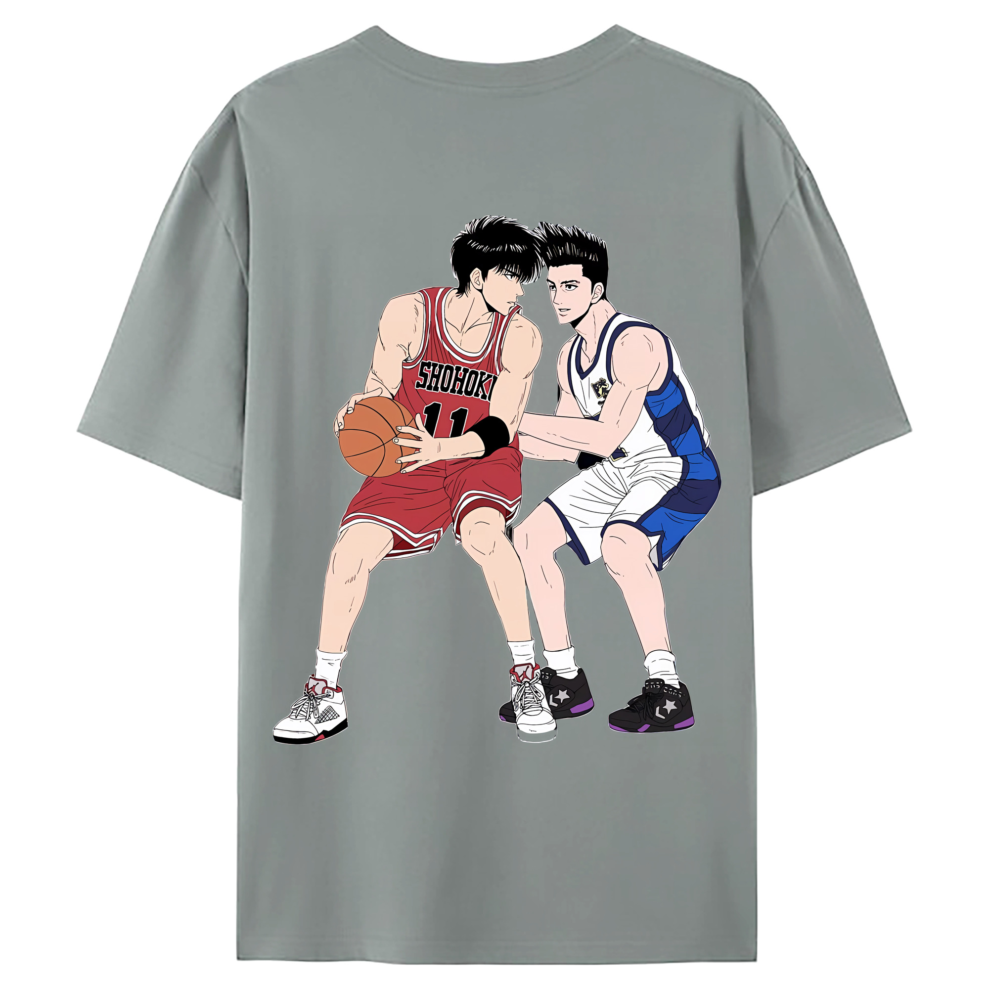 （画像用） SLAM DUNK／スラムダンク 綿100％ メンズ半袖Tシャツ（バックプリント） 通気性